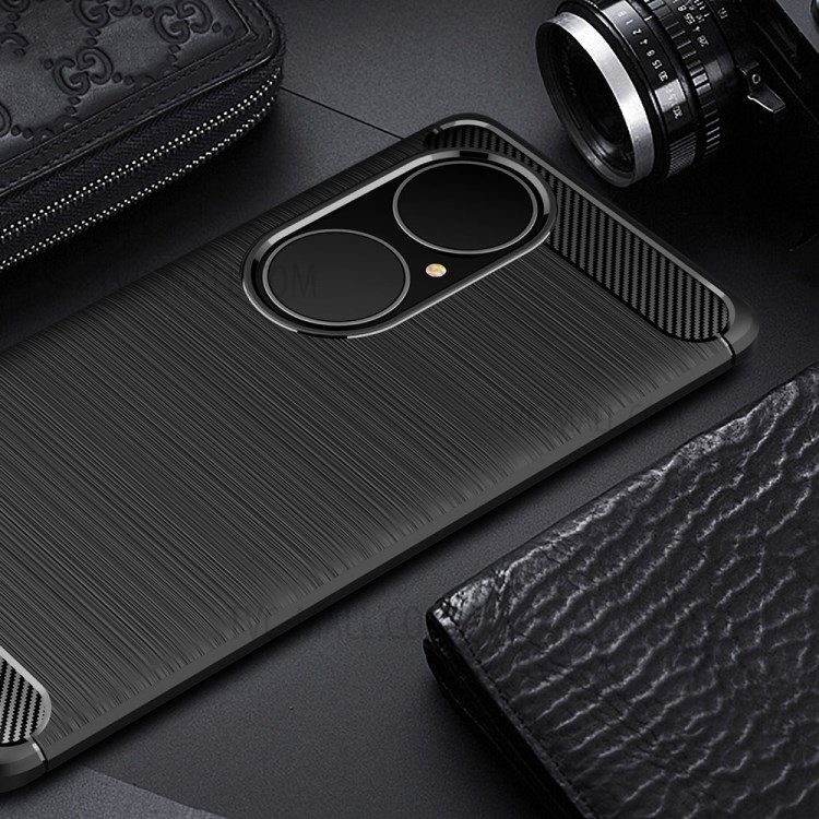 Brushed Carbon Fiber Texture Soft TPU Shell Case for Huawei P50 Pro - Black-10