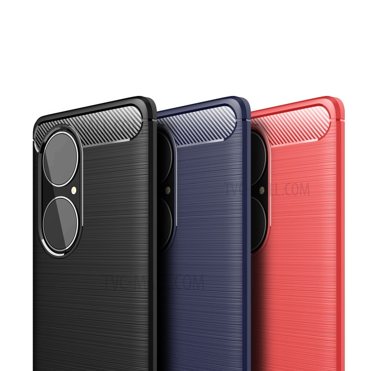 Brushed Carbon Fiber Texture Soft TPU Shell Case for Huawei P50 Pro - Black-11