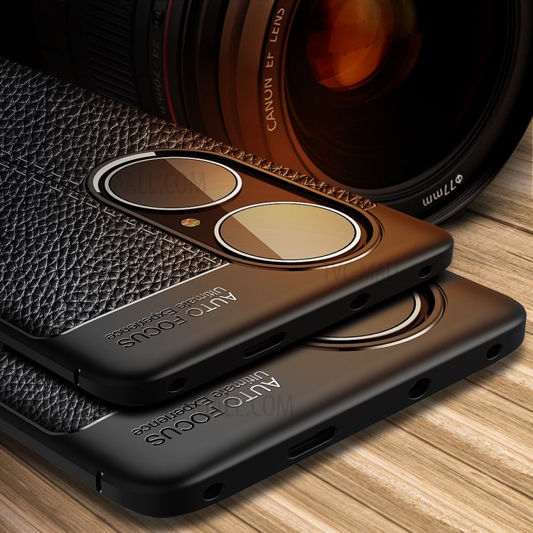 Litchi Texture Soft TPU Mobile Phone Case for Huawei P50 Pro Protective Cover - Black-10