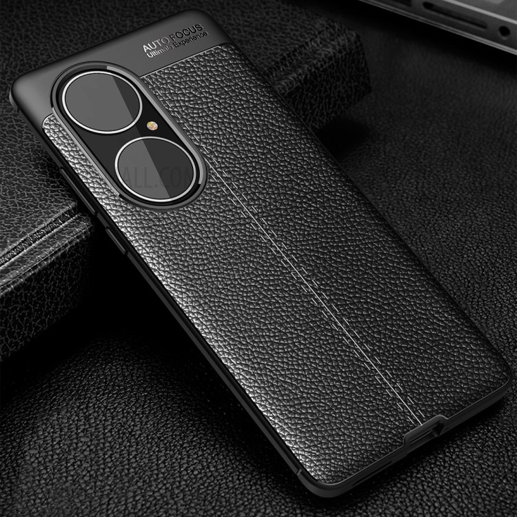 Litchi Texture Soft TPU Mobile Phone Case for Huawei P50 Pro Protective Cover - Black-11
