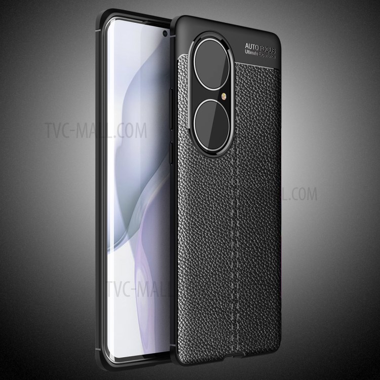 Litchi Texture Soft TPU Mobile Phone Case for Huawei P50 Pro Protective Cover - Black-12