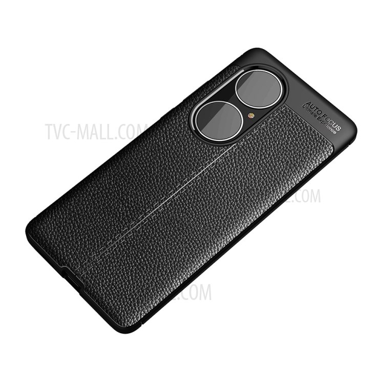 Litchi Texture Soft TPU Mobile Phone Case for Huawei P50 Pro Protective Cover - Black-2