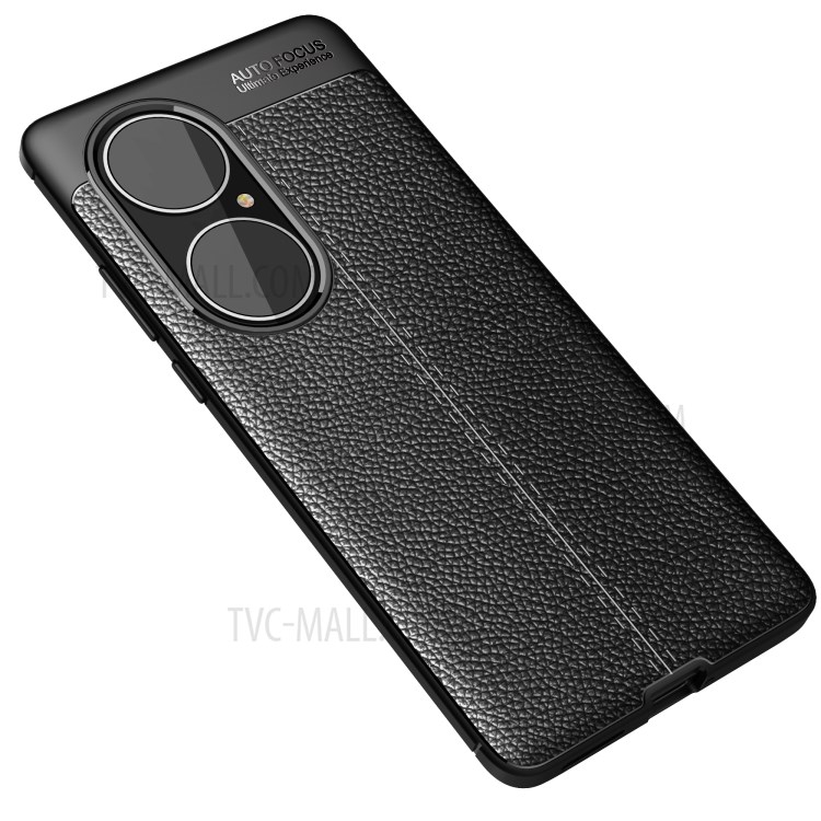 Litchi Texture Soft TPU Mobile Phone Case for Huawei P50 Pro Protective Cover - Black-5