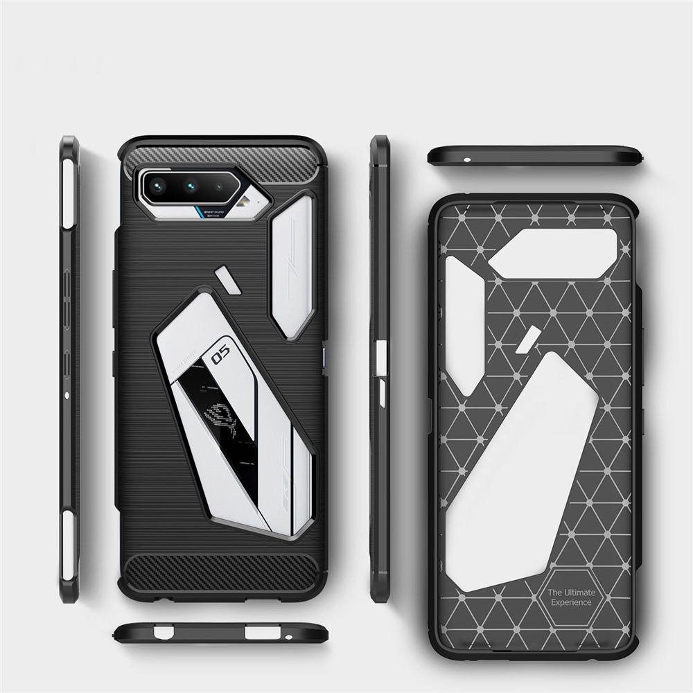 Brushed Carbon Fiber Texture TPU Case Cover for Asus ROG Phone 5 Phone Accessory - Black-7