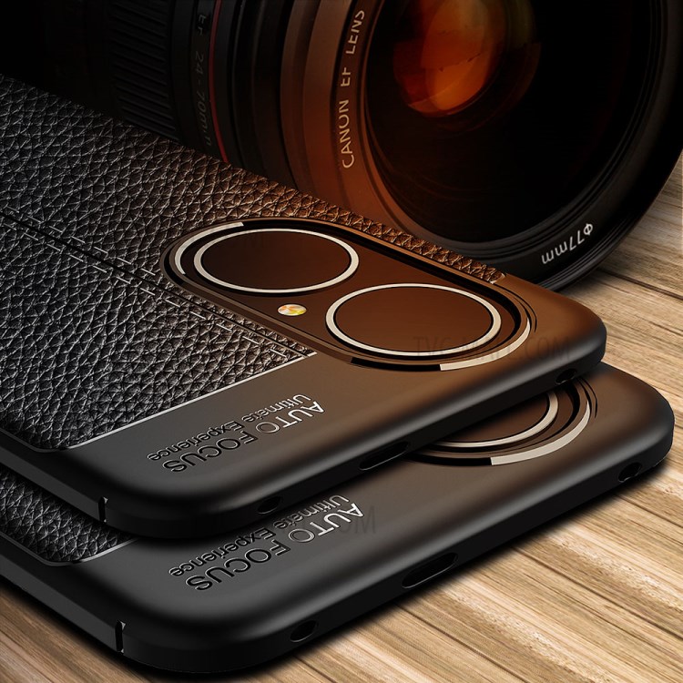 Litchi Texture TPU Phone Case for Huawei P50 Soft Protection Cover - Black-10