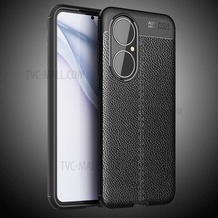 Litchi Texture TPU Phone Case for Huawei P50 Soft Protection Cover - Black-12