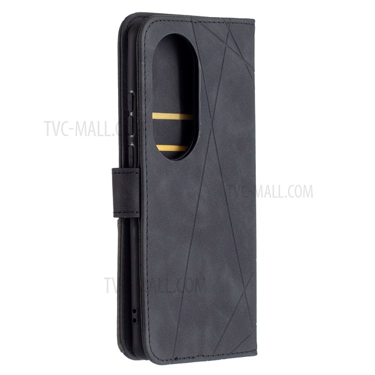 BF05 Geometric Pattern Leather Wallet Case for Huawei P50 Pro - Black-3