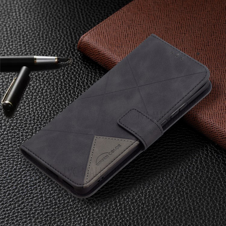 BF05 Geometric Pattern Leather Wallet Case for Huawei P50 Pro - Black-6