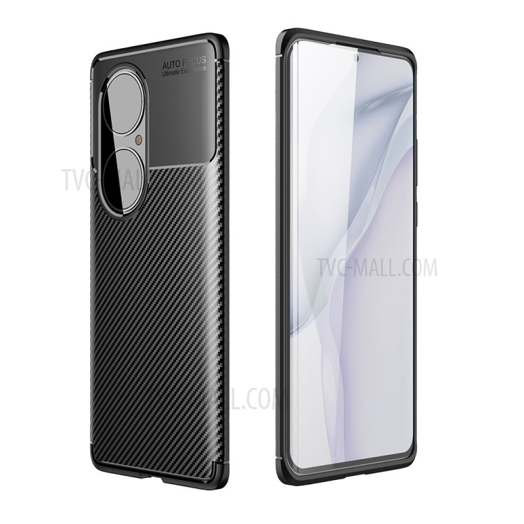 Carbon Fiber Texture Protector TPU Drop-proof Phone Case for Huawei P50 Pro - Black-1