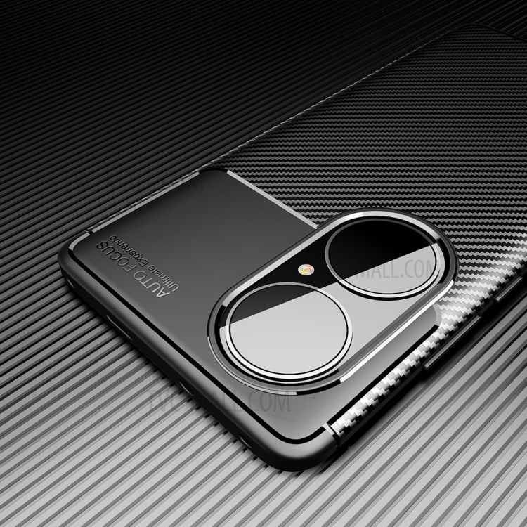 Carbon Fiber Texture Protector TPU Drop-proof Phone Case for Huawei P50 Pro - Black-7