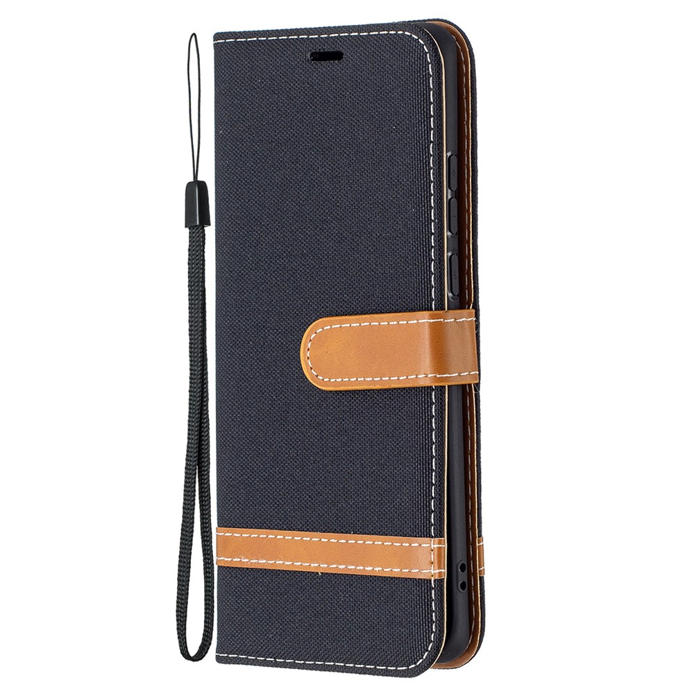Assorted Color Jeans Cloth Leather Wallet Stand Case for Huawei P50 Pro - Black-2