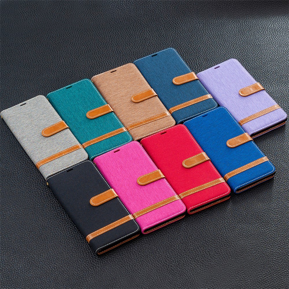 Assorted Color Jeans Cloth Leather Wallet Stand Case for Huawei P50 Pro - Black-8