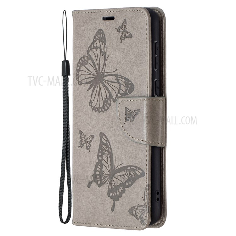 Imprint Butterfly Wallet Leather Stand Case for Huawei P50 - Grey-2