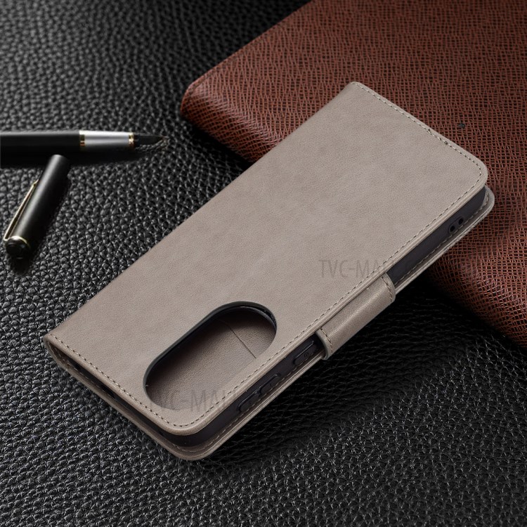 Imprint Butterfly Wallet Leather Stand Case for Huawei P50 - Grey-7
