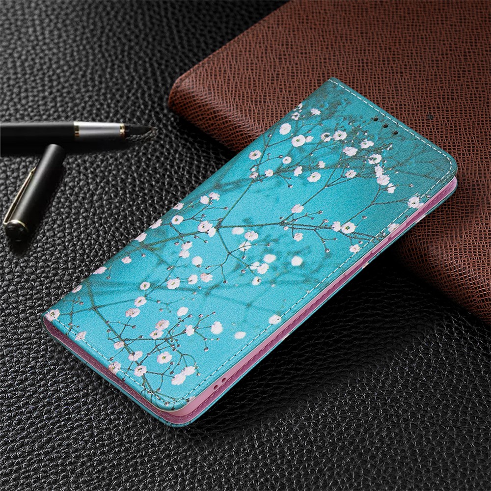 Pattern Printing Leather Wallet Case for Huawei P50 Pro - Tree with Flowers-7