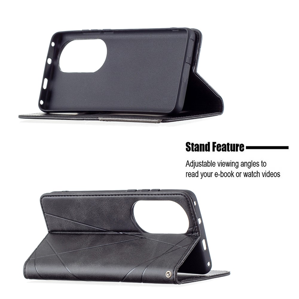 Geometric Pattern Stand Leather Card Holder Case for Huawei P50 Pro - Black-4