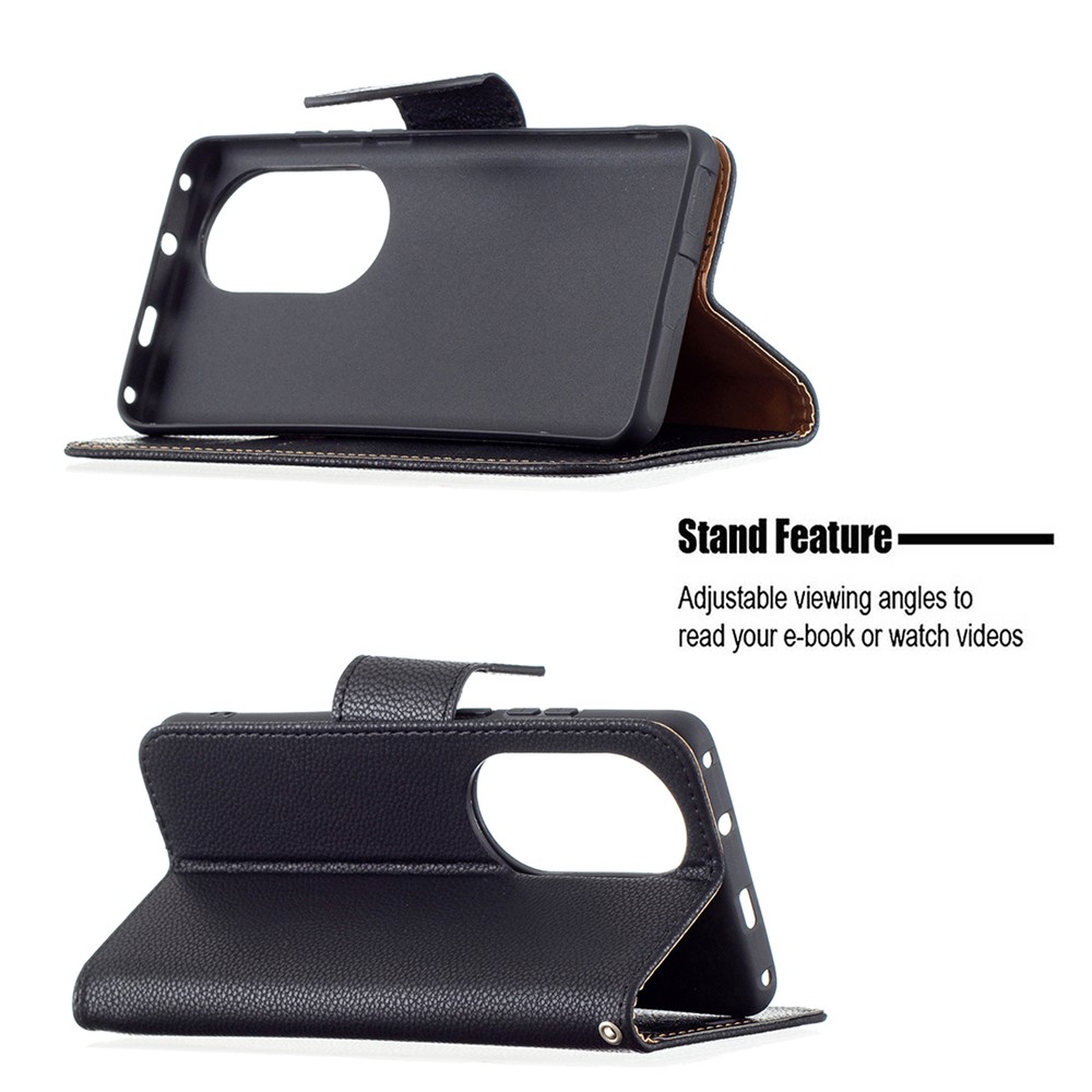 Litchi Surface with Wallet Leather Stand Case for Huawei P50 Pro - Black-4