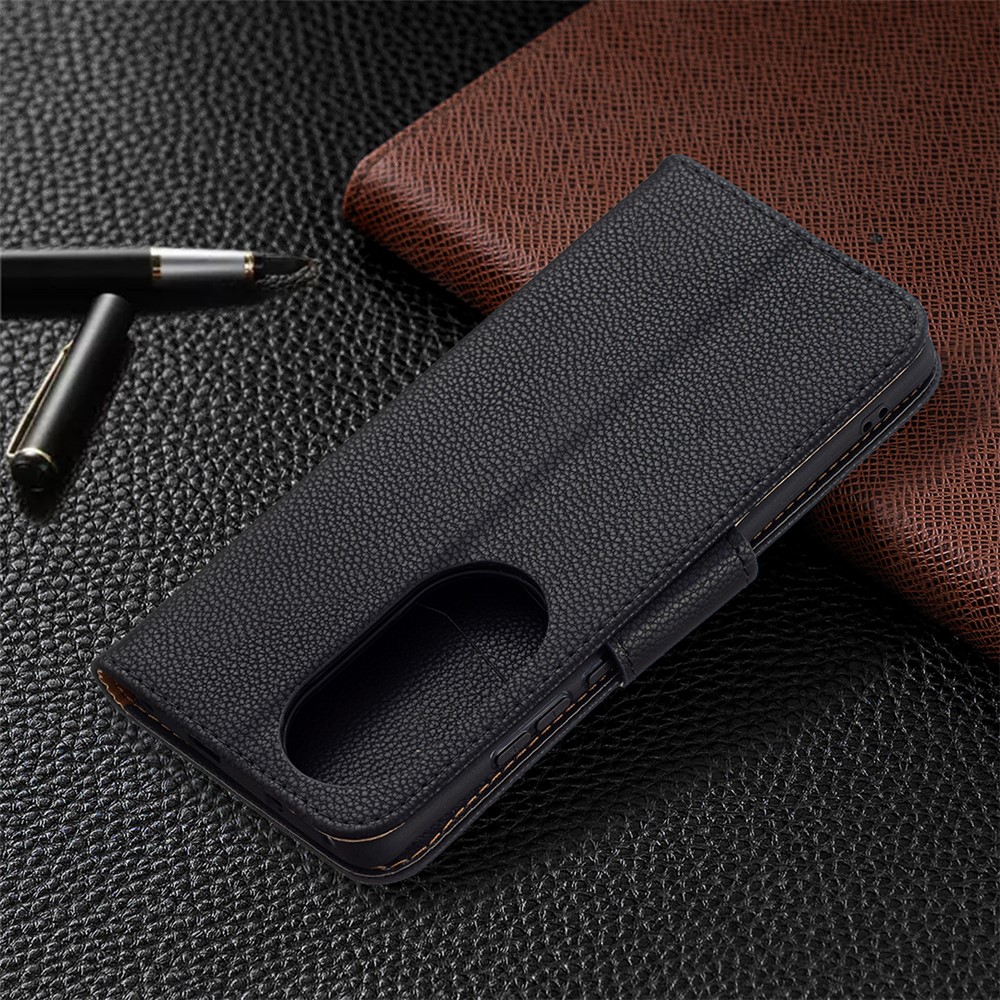 Litchi Surface with Wallet Leather Stand Case for Huawei P50 Pro - Black-7