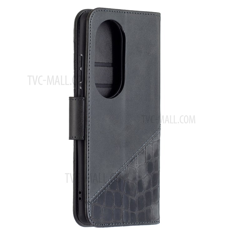 BF04 Splicing Crocodile Texture Wallet Leather Stand Case for Huawei P50 Pro - Black-3