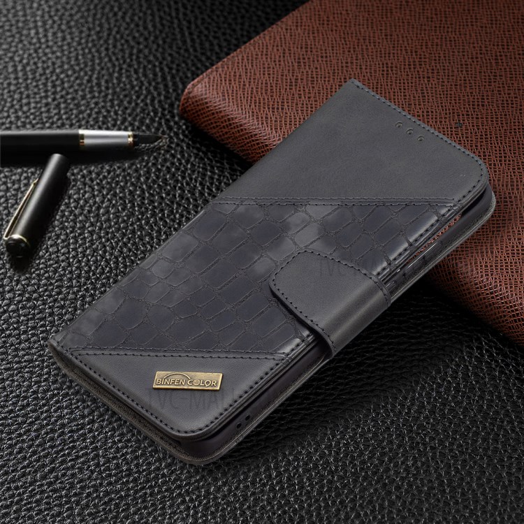 BF04 Splicing Crocodile Texture Wallet Leather Stand Case for Huawei P50 Pro - Black-6