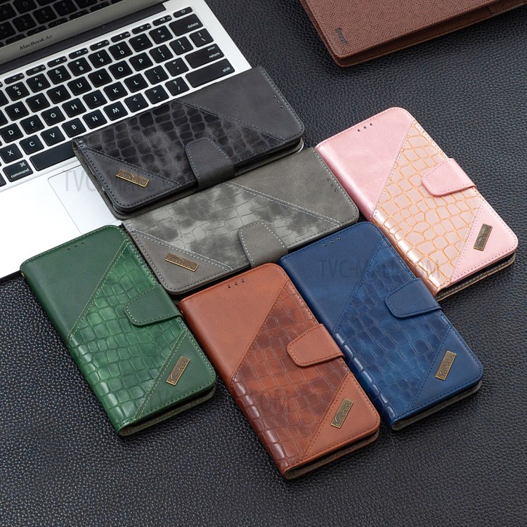 BF04 Splicing Crocodile Texture Wallet Leather Stand Case for Huawei P50 Pro - Black-8