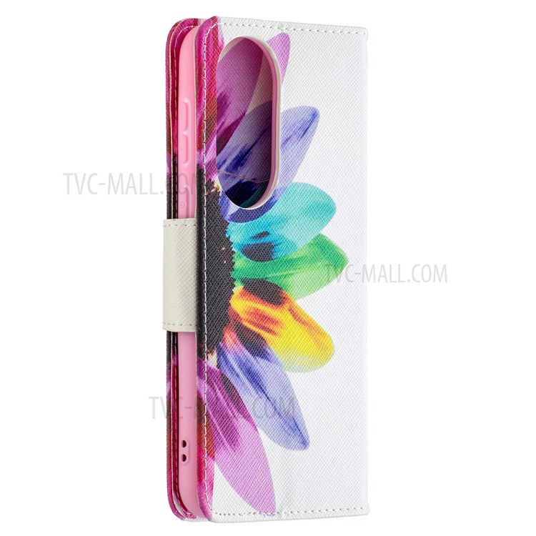 Pattern Printing Wallet Leather Phone Case for Huawei P50 - Colorful Petals-3