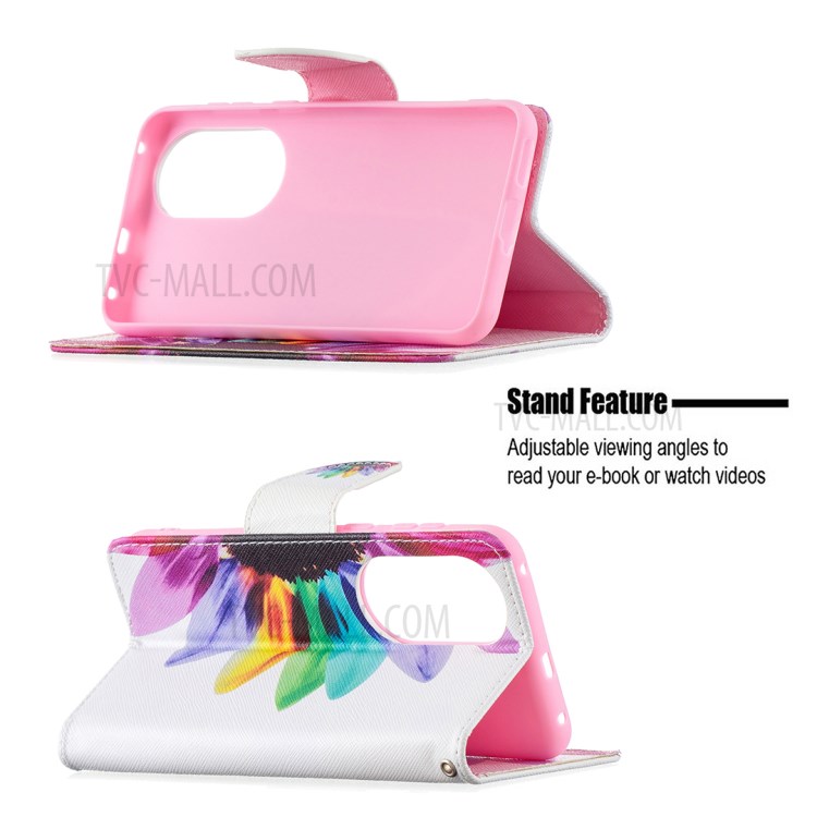 Pattern Printing Wallet Leather Phone Case for Huawei P50 - Colorful Petals-4