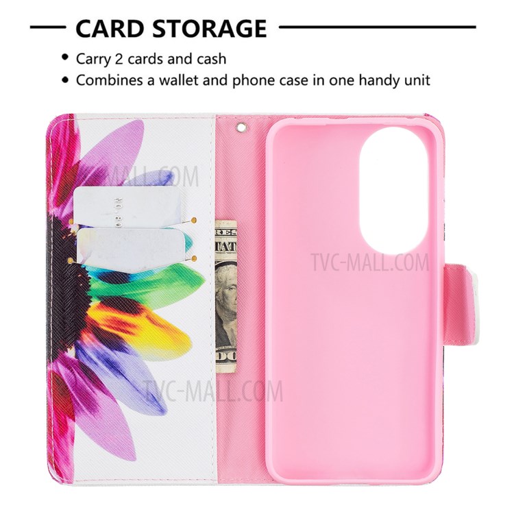 Pattern Printing Wallet Leather Phone Case for Huawei P50 - Colorful Petals-5