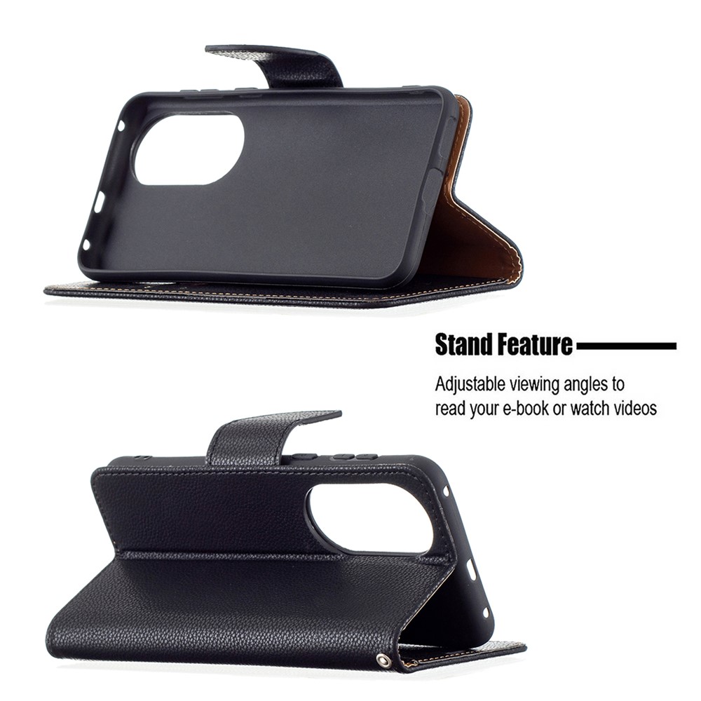 Litchi Surface with Wallet Leather Stand Case for Huawei P50 - Black-4