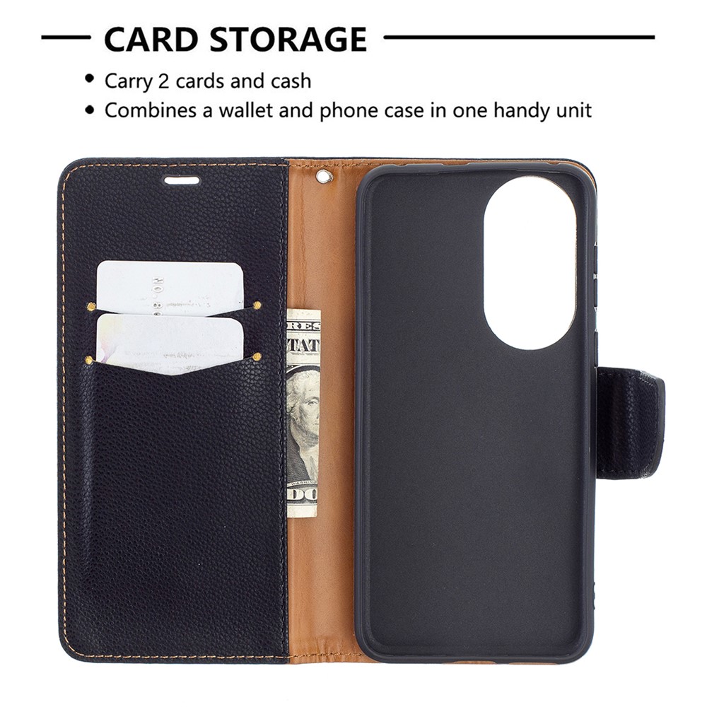 Litchi Surface with Wallet Leather Stand Case for Huawei P50 - Black-5