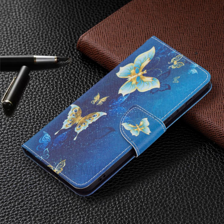 Pattern Printing Wallet Leather Stand Case for Huawei P50 - Gold Butterflies-6