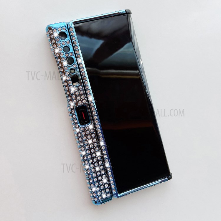 Electroplating Rhinestone Decoration TPU Phone Protective Shell Case for Huawei Mate X/Xs - Cyan / Blue-2