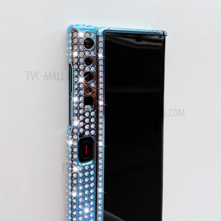 Electroplating Rhinestone Decoration TPU Phone Protective Shell Case for Huawei Mate X/Xs - Cyan / Blue-4