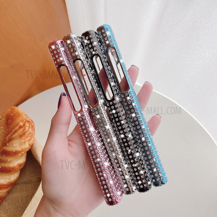 Electroplating Rhinestone Decoration TPU Phone Protective Shell Case for Huawei Mate X/Xs - Cyan / Blue-7