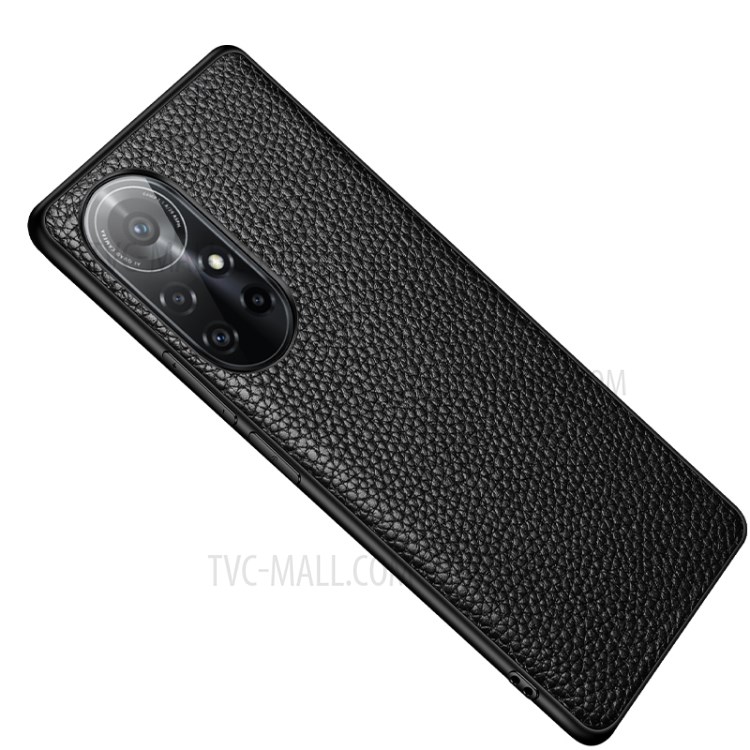 Étui De Téléphone TPU Enduit De Texture Luchi En Cuir Véritable Pour L'honneur V40 5G - Noir-2