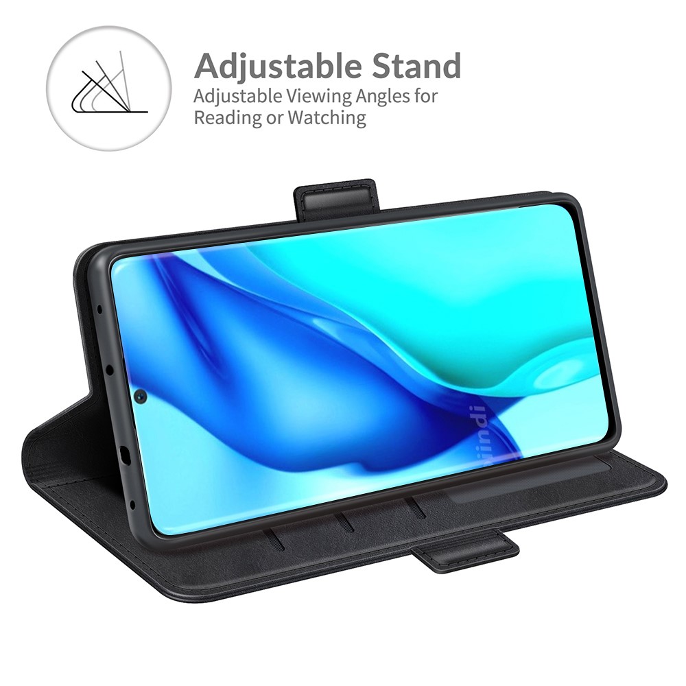Magnetic Double Clasp Wallet Leather Mobile Phone Case Stand for Huawei P50 Pro - Black-3