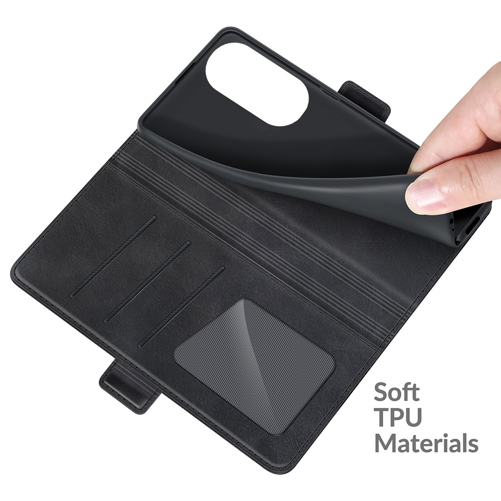 Magnetic Double Clasp Wallet Leather Mobile Phone Case Stand for Huawei P50 Pro - Black-5
