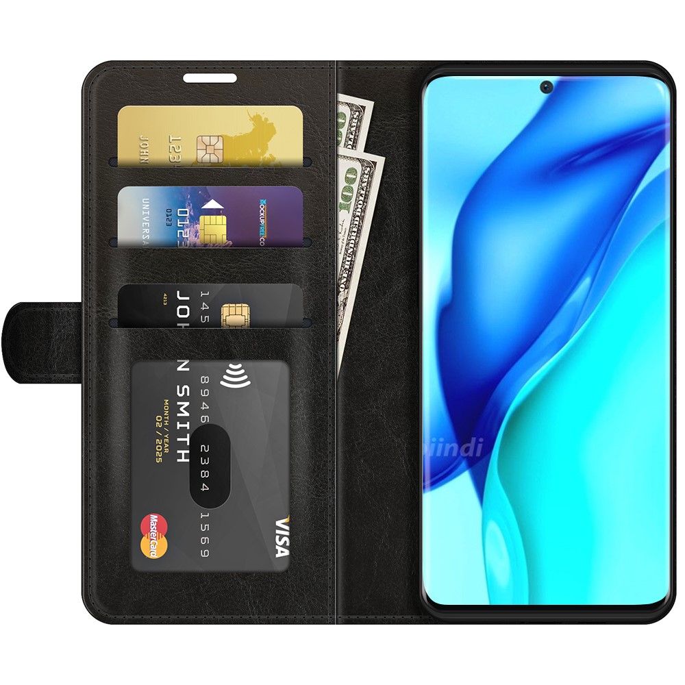 Crazy Horse PU Leather Wallet Stand Shell for Huawei P50 Pro - Black-2