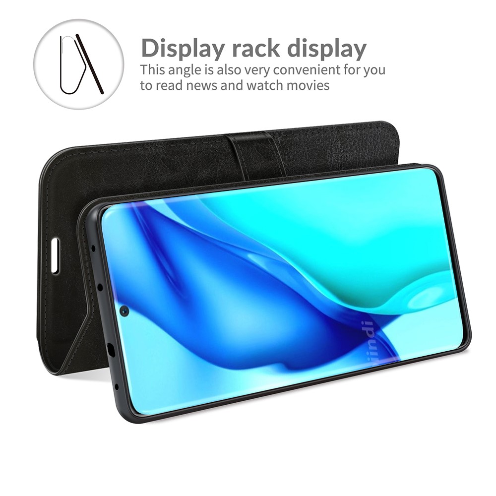 Crazy Horse PU Leather Wallet Stand Shell for Huawei P50 Pro - Black-4