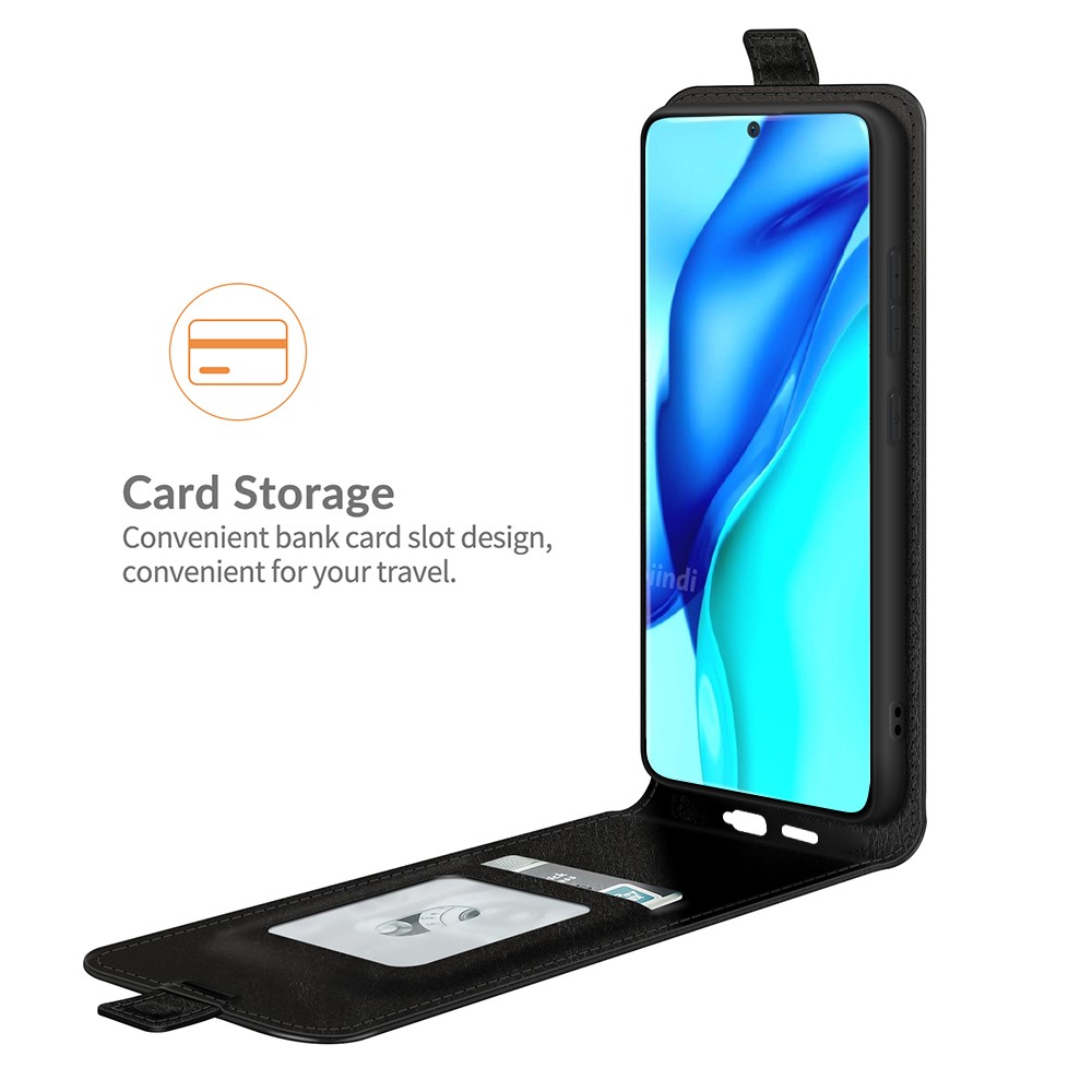 Card Holder Crazy Horse Vertical Flip Leather Protective Case for Huawei P50 Pro - Black-3