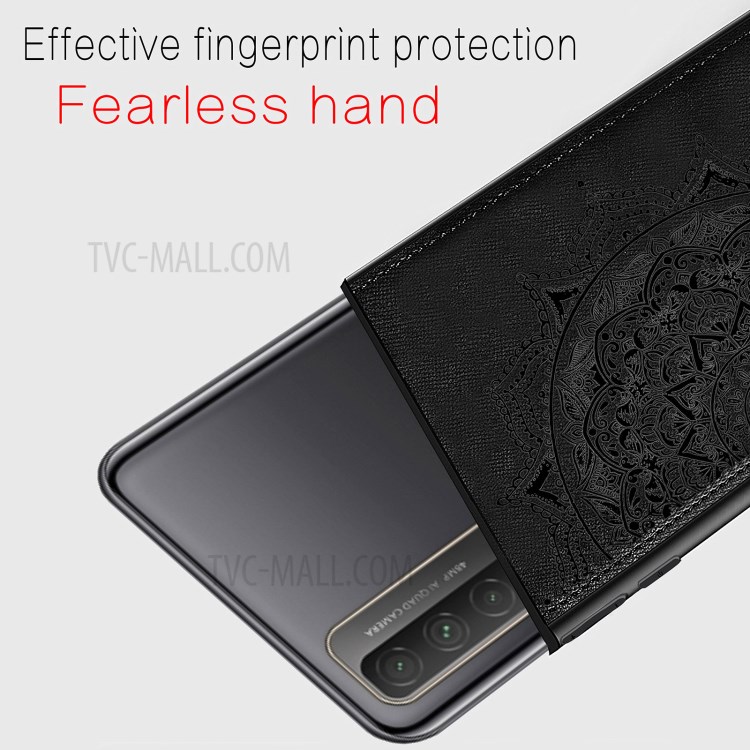 Boîte De Téléphonie PC + TPU Revêtue En Cuir De Fleur Mandala Mandala Pour Huawei P Smart 2021 / Huawei Y7a - Noir-6
