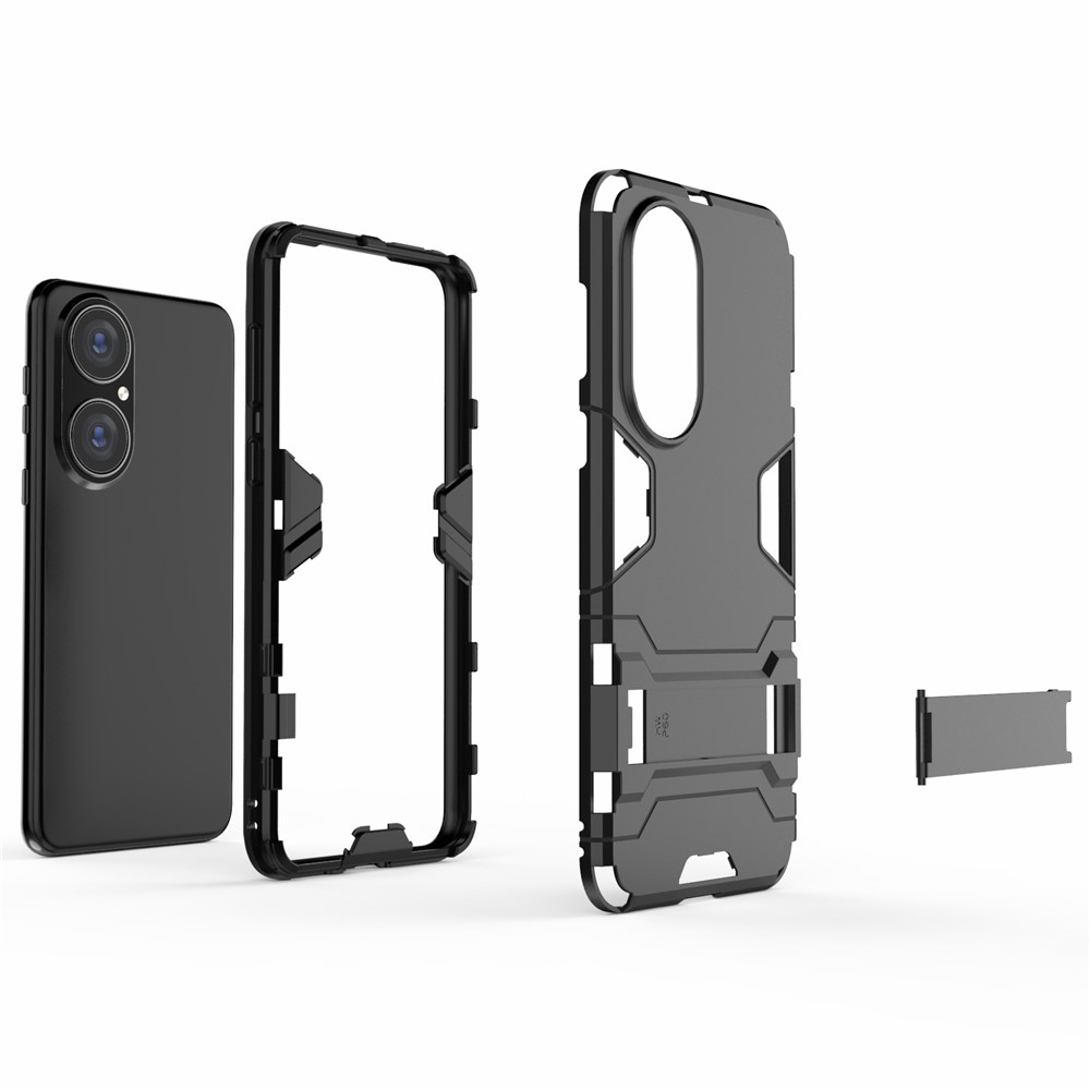 2 en 1 Protection Complète Hybrid Phone Protector Cover Cover With Kickstand Design For Huawei P50 - le Noir