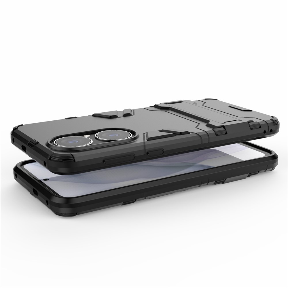 2 in 1 Full Protection Hybrid Phone Protector Cover Case with Kickstand Design for Huawei P50 - Black-5