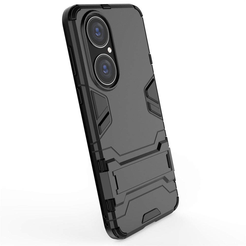 2 en 1 Forma de Portada de Protector Híbrido de Protección Completa Con Diseño de Estandas de Kickstand Para Huawei P50 - Negro