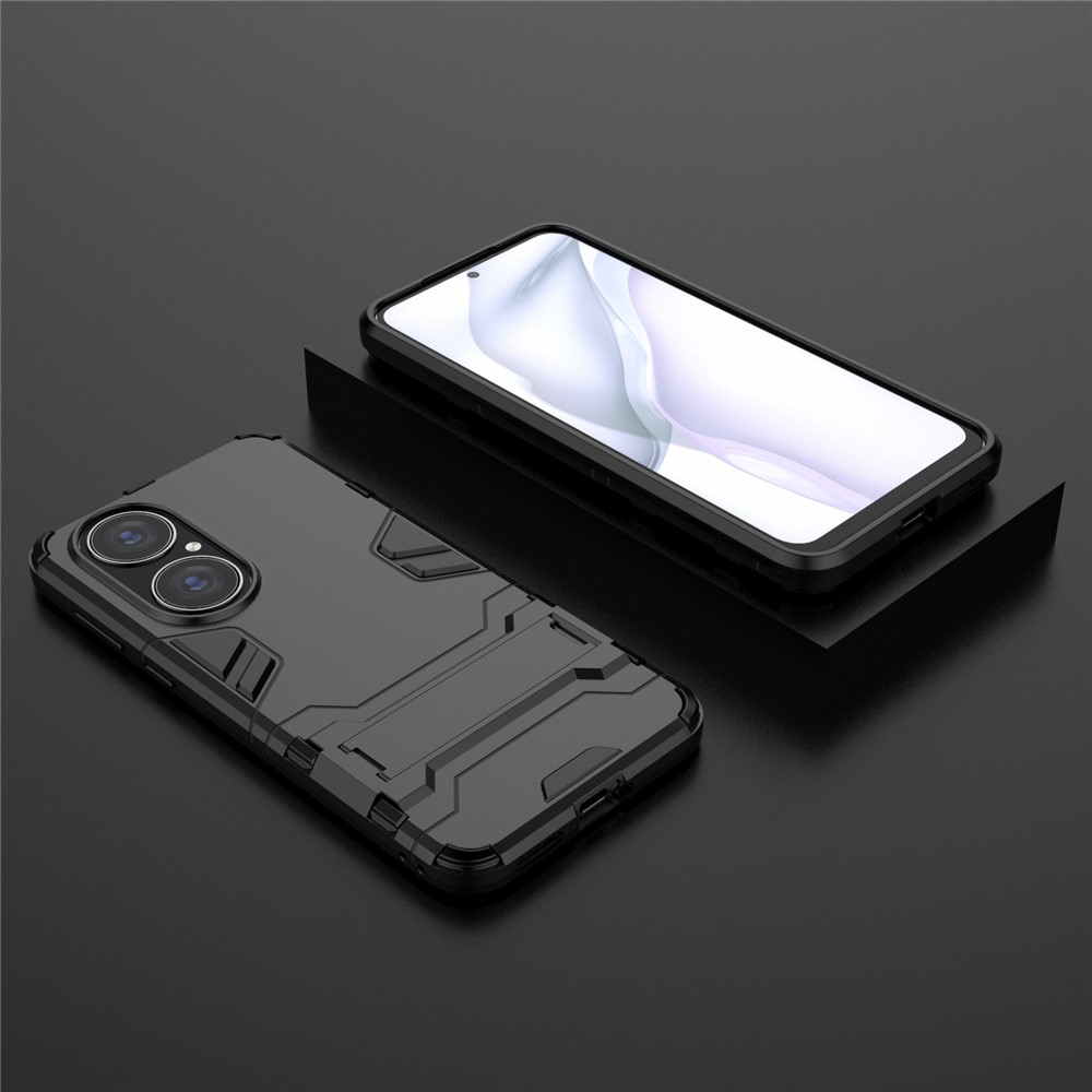 2 in 1 Full Protection Hybrid Phone Protector Cover Case with Kickstand Design for Huawei P50 - Black-8