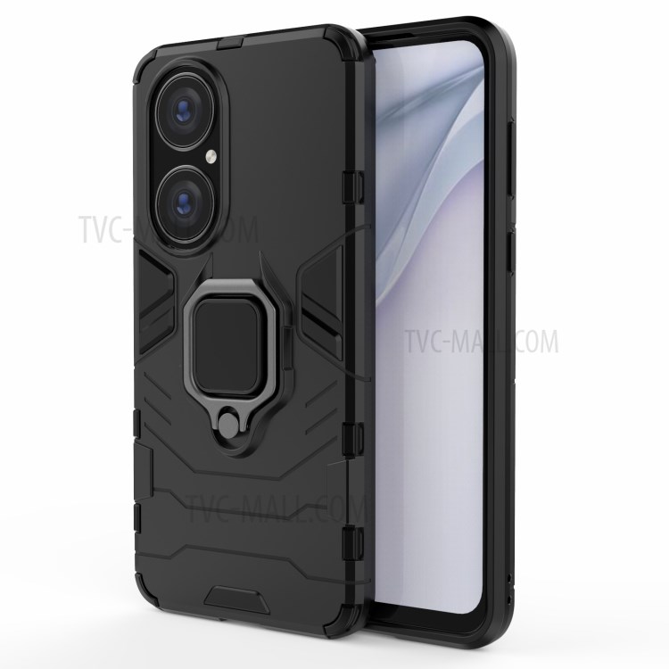 2-in-1 Kickstand Design Well-Protected PC + TPU Mobile Phone Cover for Huawei P50 - Black-1