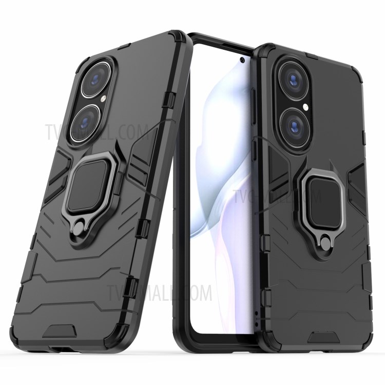 2-in-1 Kickstand Design Well-Protected PC + TPU Mobile Phone Cover for Huawei P50 - Black-2