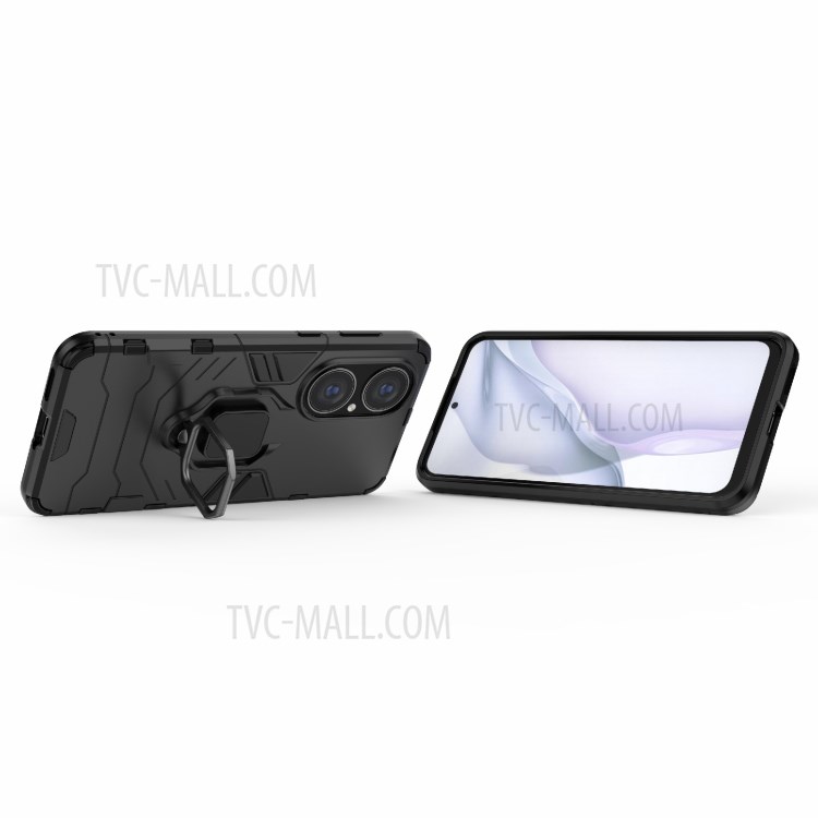 2-in-1 Kickstand Design Well-Protected PC + TPU Mobile Phone Cover for Huawei P50 - Black-3