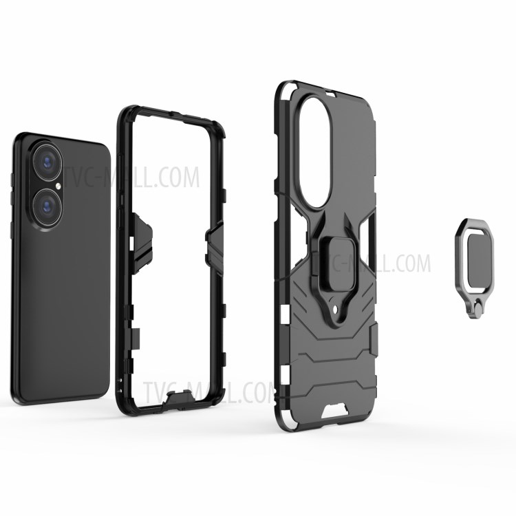 2-in-1 Kickstand Design Well-Protected PC + TPU Mobile Phone Cover for Huawei P50 - Black-4