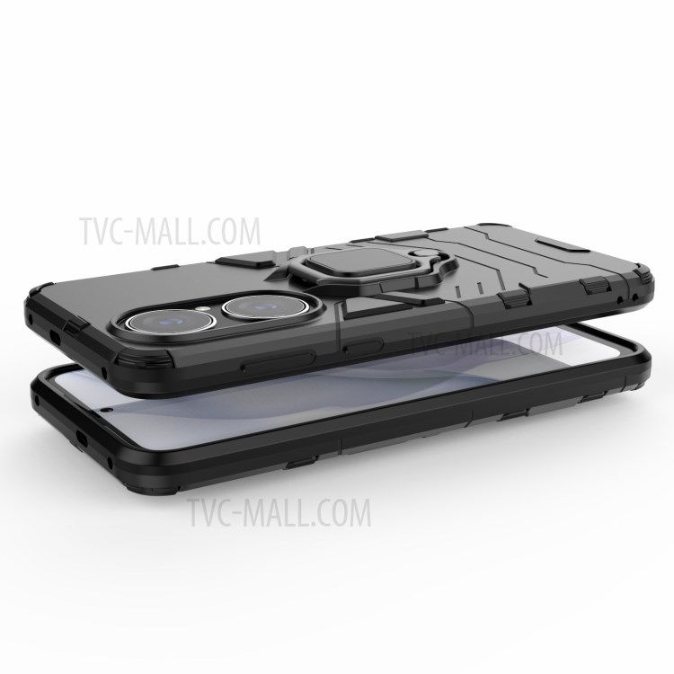 2-in-1 Kickstand Design Well-Protected PC + TPU Mobile Phone Cover for Huawei P50 - Black-5